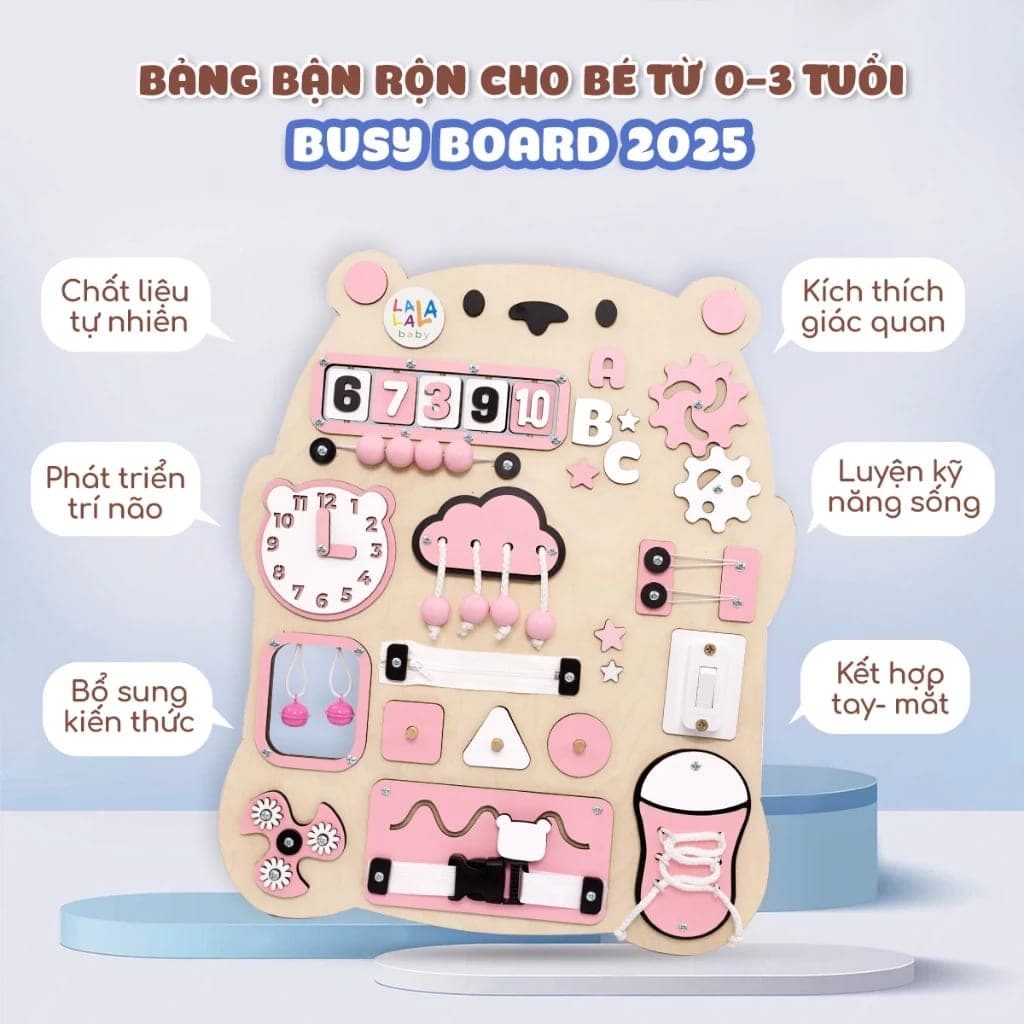 Bảng bận rộn gỗ — rèn vận động tinh cho bé 1-3 tuổi — ảnh 2