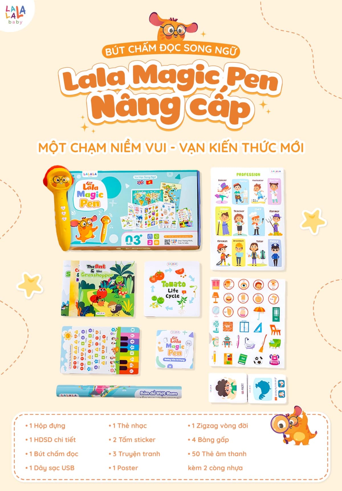 Bút chấm đọc song ngữ — trọn bộ kèm 63 học liệu — ảnh 2