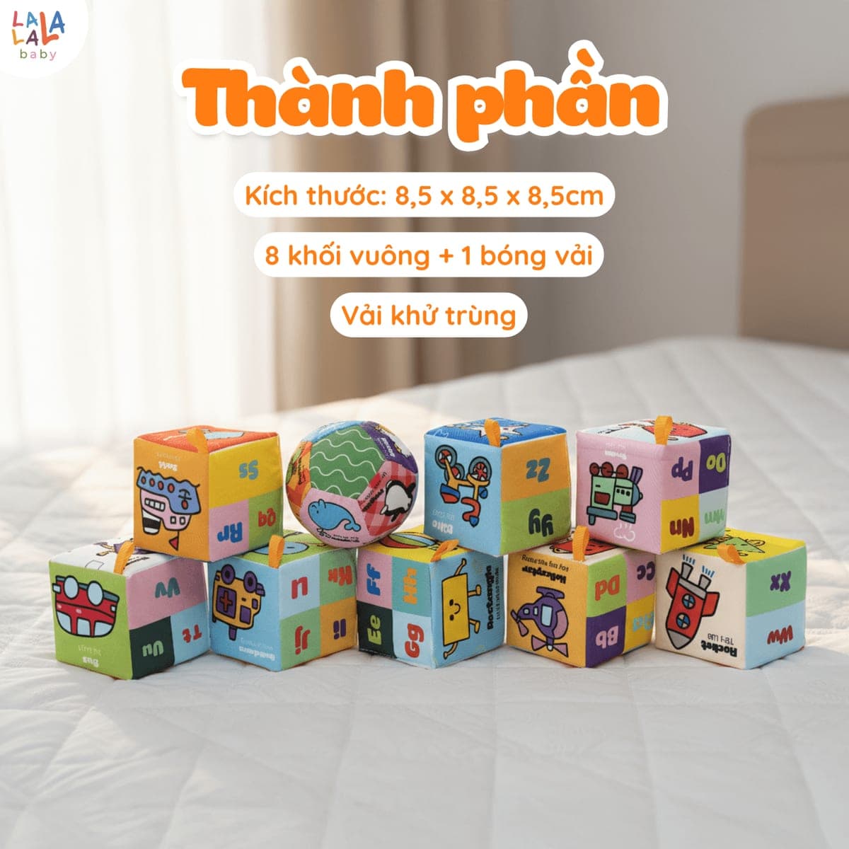 Bộ 9 khối vải và xúc xắc mềm cho bé mang theo — ảnh 3