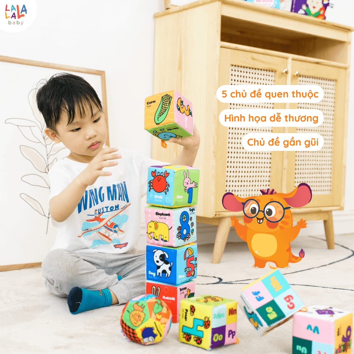 Bộ 9 khối vải và xúc xắc mềm cho bé mang theo — ảnh 4