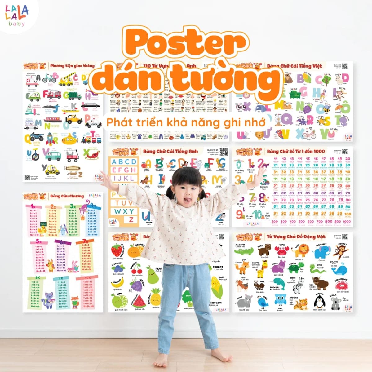 Poster dán tường chữ cái, số đếm và từ vựng cho bé — ảnh 2