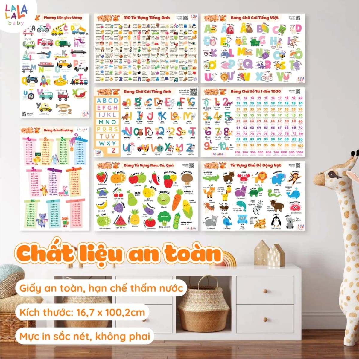 Poster dán tường chữ cái, số đếm và từ vựng cho bé — ảnh 4