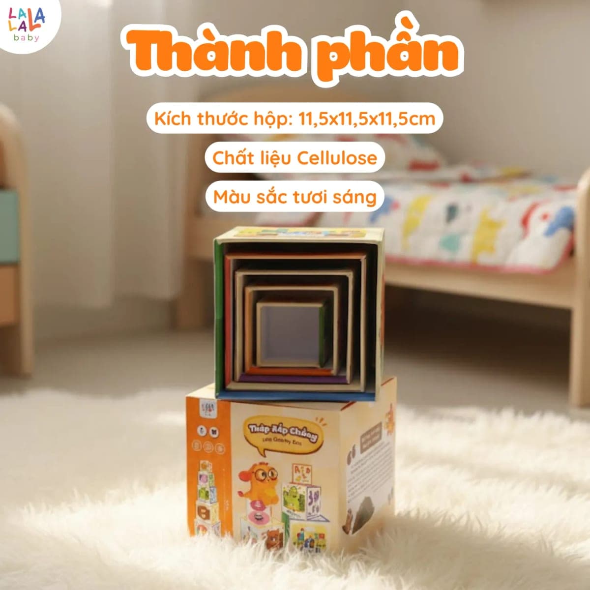 Tháp xếp chồng hộp giấy nhiều kích thước cho bé — ảnh 3