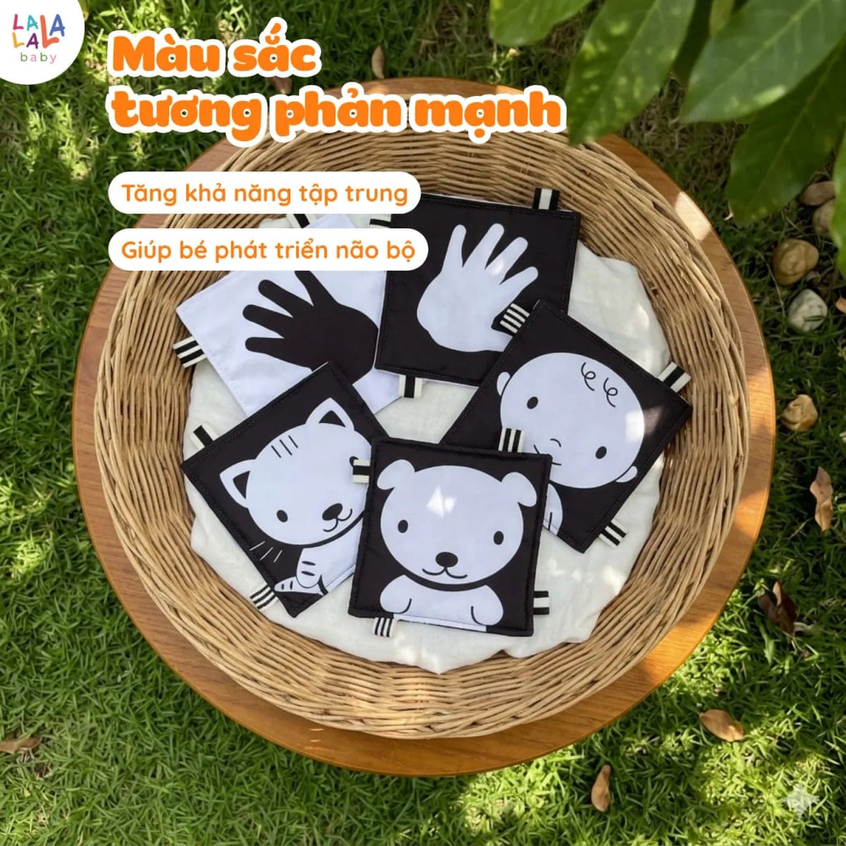 Bộ thẻ vải đen trắng kích thích thị giác sơ sinh — ảnh 3