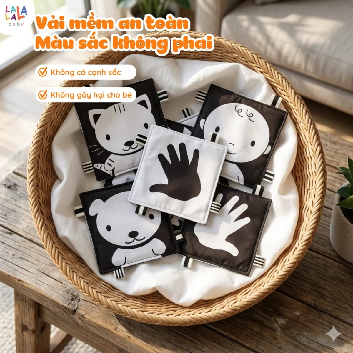 Bộ thẻ vải đen trắng kích thích thị giác sơ sinh — ảnh 4
