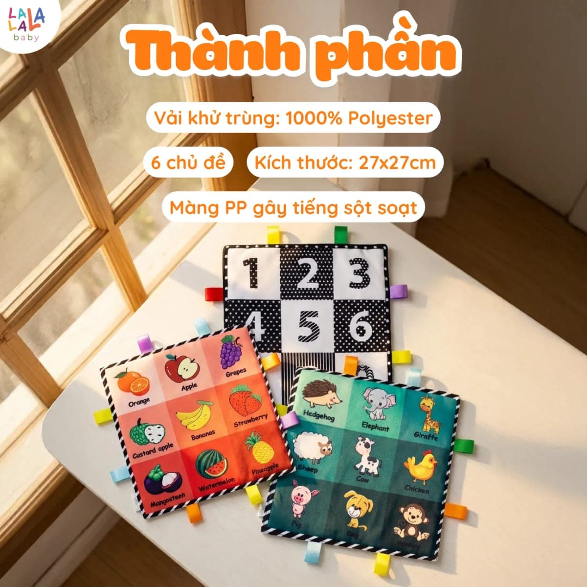 Trọn bộ thẻ vải tummy time cho trẻ sơ sinh — ảnh 3